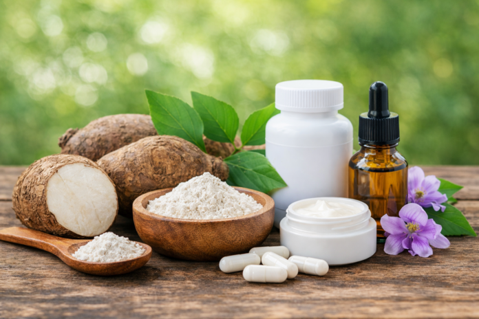 Pueraria mirifica je tropická rastlina pochádzajúca z Thajska, ktorá je známa vysokým obsahom fytoestrogénov – prírodných látok, ktoré napodobňujú ženský estrogén.