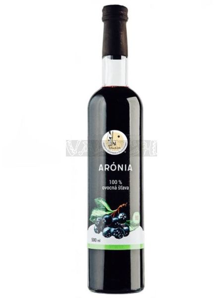 Arónia šťava – tmavé bobule veľká fľaša 100 % ovocnej aroniovej šťavy bohatá na antioxidanty